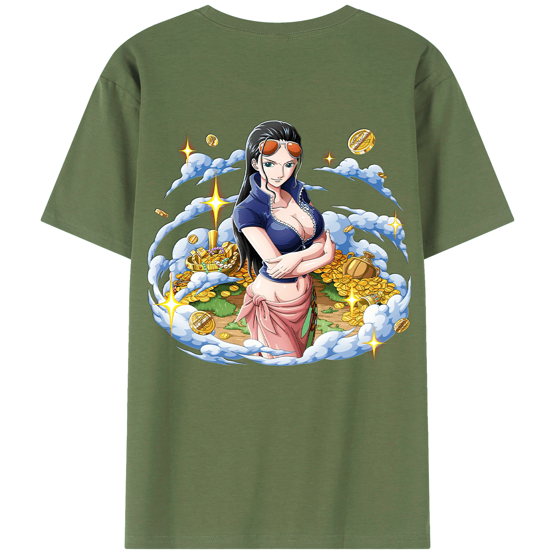 ワンピース ニコ・ロビン ONE PIECE Nico Robin 綿100％ メンズ半袖Tシャツ（バックプリント） 通気性